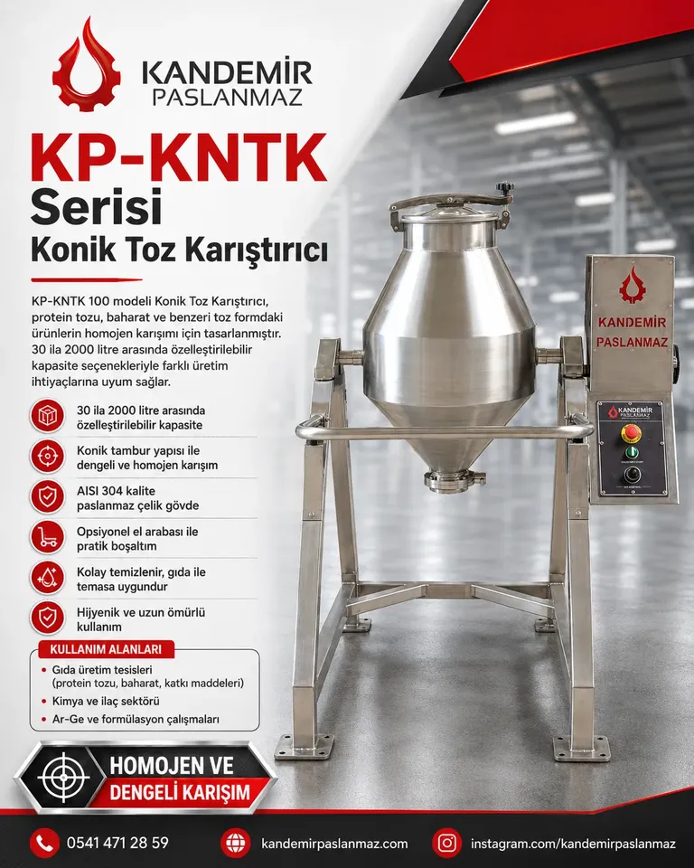 Konik Toz Karıştırıcı Nedir? KP-KNTK Serisi ile Homojen ve Dengeli Karışım