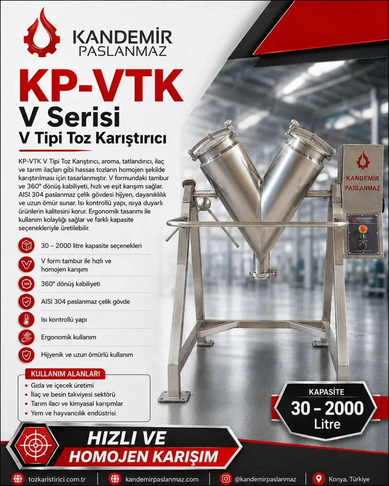 V Tipi Toz Karıştırıcı Nedir? V Serisi ile Hızlı ve Homojen Karışım