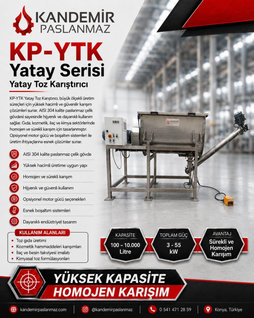 Yatay Toz Karıştırıcı (Ribbon Blender) Nedir? Endüstriyel Toz Karıştırma Çözümleri